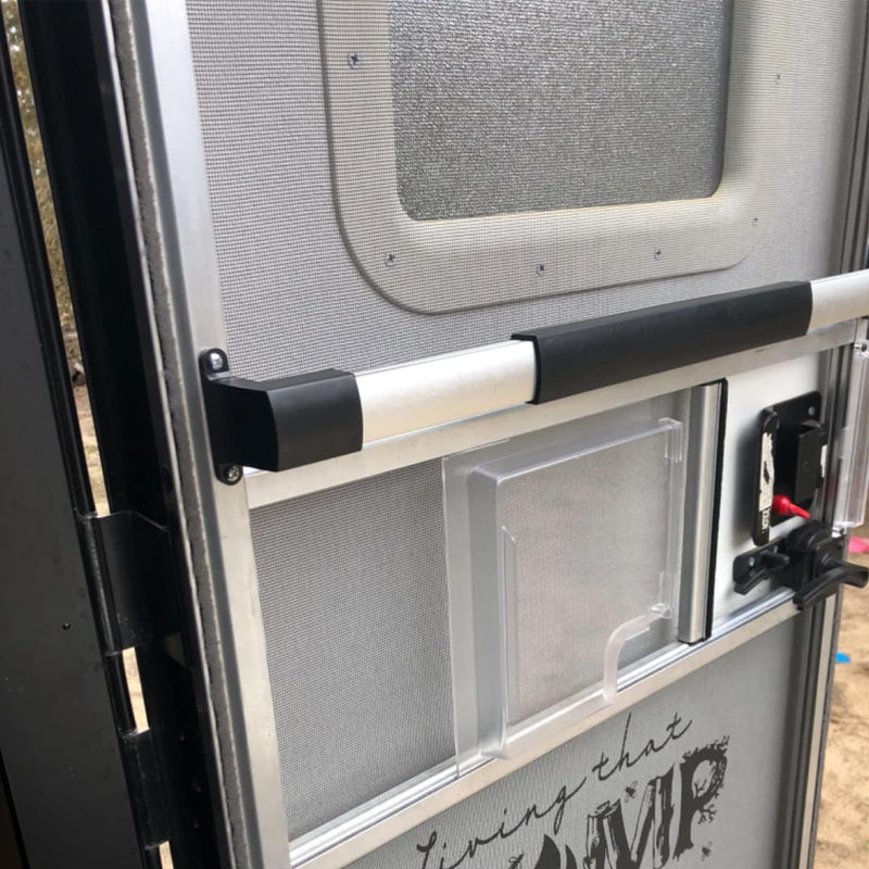 NOVINO RV Screen Door Slide 4701-00 for Dexter RH Right Hand Series 5050 Radius Corner Upgraded Screen Door,Clear Plexiglass RV Screen Door Slide and 4700-00 Stopper