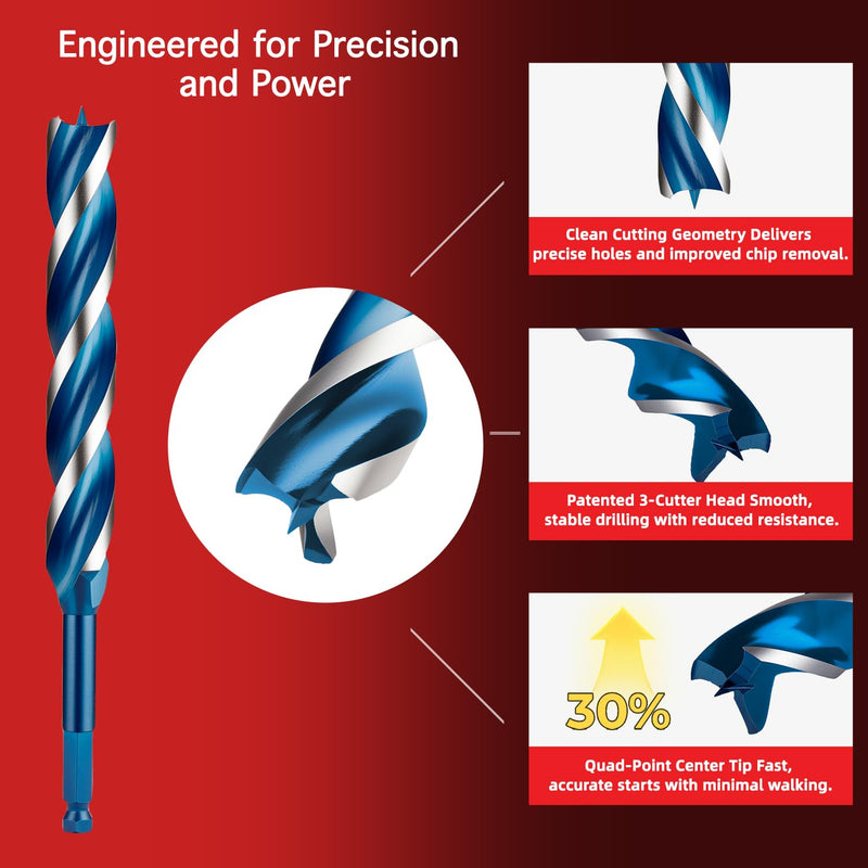 1/2" x 24" Wood Auger Drill Bit – Heavy Duty High Carbon Steel Auger Bits for Wood, Hex Shank Spiral Drill Bit for Deep and Clean Hole Drilling 1/2" x 24" Length :24 inch