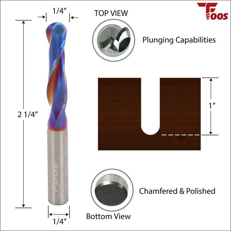 FOOS Nano - Ball Nose Spiral Router Bit Set - Solid Carbide - 1/4” Shanks - Veteran Owned (Set 1/8" 3/16" 1/4") Set 1/8" 3/16" 1/4"