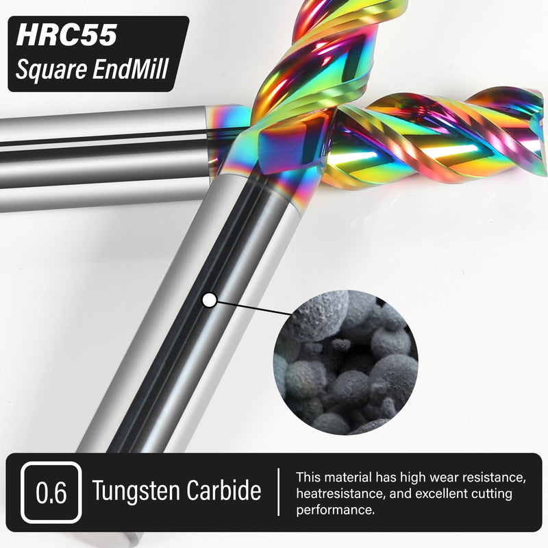 3pcs 1/32" Tungsten Carbide Micro End Mills for Aluminum & Copper Alloys, 2-Flute DLC Coated Endmills Set CNC Milling Bits - HRC55 3 1/32 in