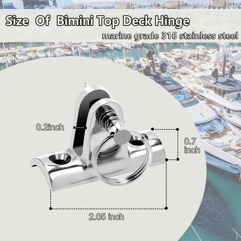 Boat Bimini Top Deck Hinge Concave Base 316 Stainless Steel Deck Hinge 90°Fitting Bimini Top Hardware,Bimini Top Hinge Bimini Brackets for Boats with Quick Release Pin Pack of 2
