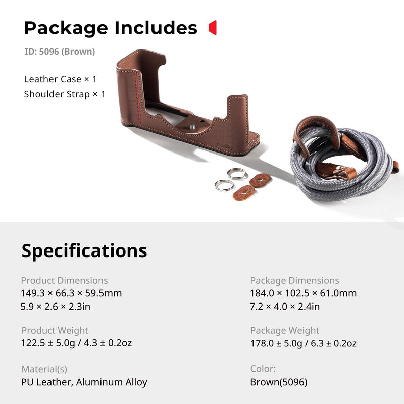 SMALLRIG Camera Case Kit for Nikon Z f, Vintage PU Leather Camera Case Kit, with Enhanced Grip, Scratch-resistant Microfiber Lining, Aluminum Alloy Frame,Shoulder Strap, Brown - 5096