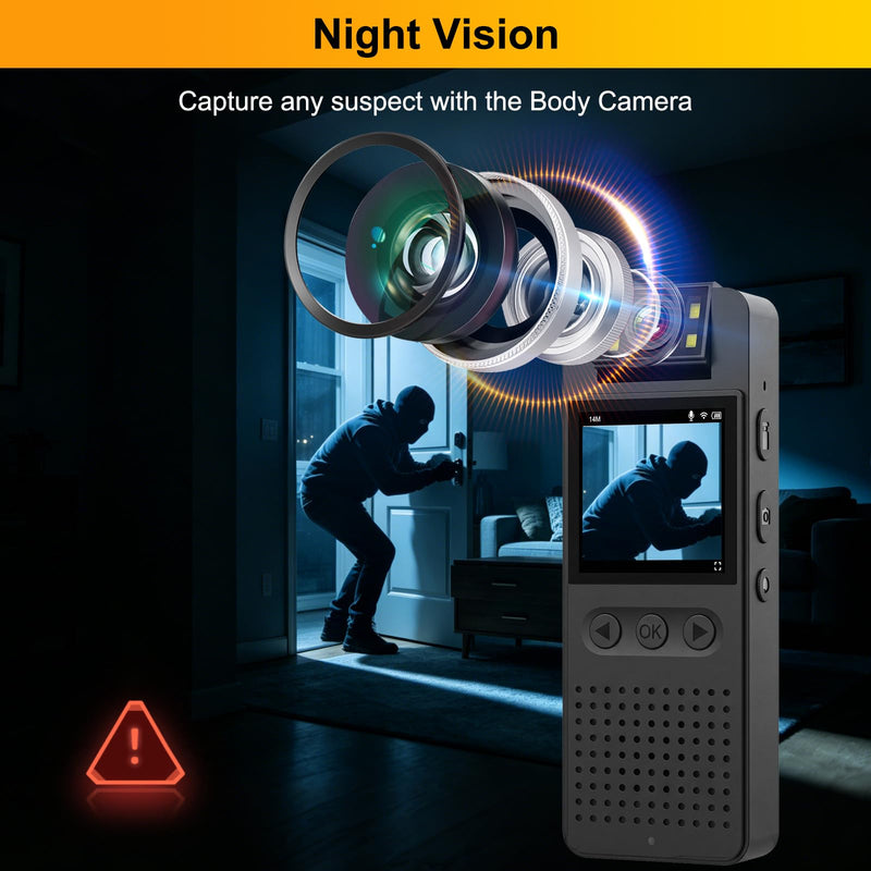 Body Camera with Audio and Video Recording: 64GB Body Cam WiFi Supports, 180° Rotating Lens, 1080P, Night Vision, 7Hr Battery Bodycam, Wearable Pocket Camera for Work, Travel, Pet Walking, Outdoor 64.0 GB
