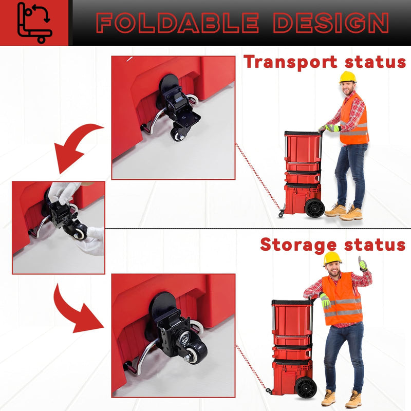 Upgraded Packout Caster Wheel kit fit for Milwaukee Packout Rolling Tool Box, Steel Construction Front Swivel Wheels Accessories for Milwaukee Packout Organizer, 200 Lbs Load Capacity Black
