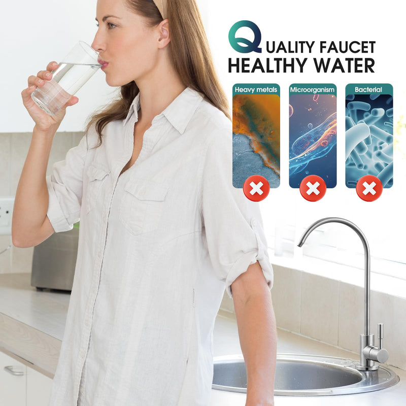 Drinking Water Faucet Brushed Nickel SUS304 Stainless Steel Kitchen Water Filter Faucet, Lead-Free Reverse Osmosis Water Faucet RO Faucets