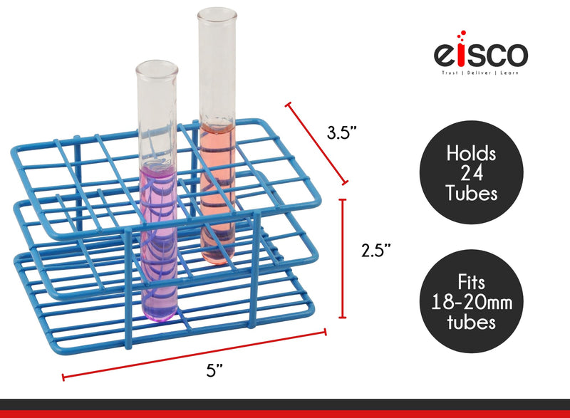 EISCO Blue Epoxy Coated Steel Wire Test Tube Rack, 24 Holes, Outer Diameter Permitted of Tubes 15-16mm or Less, 4 X 6 Format Pest Repeller v.475