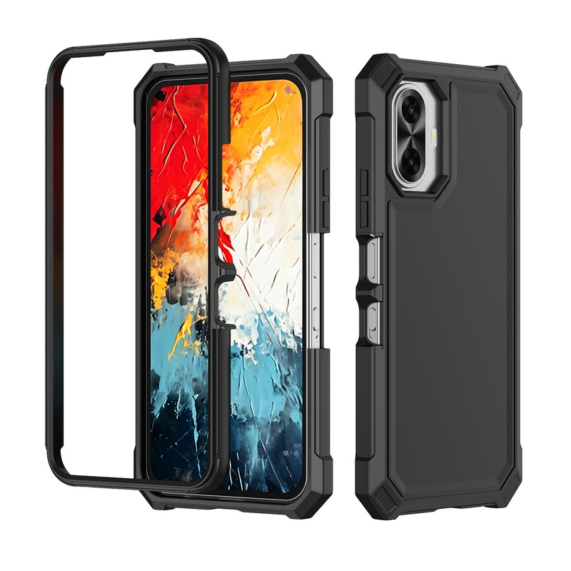 for TCL K70 5G / TCL K70 XE Phone Case with Screen Protector Black | Full Body Protection Front PC Back Soft Silicone Bumper,Heavy Duty Protection Shockproof Corner