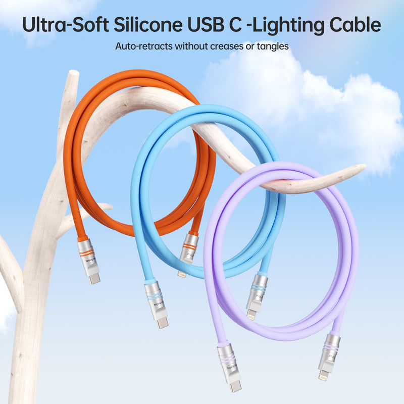 Hichian 2Pack 6.5FT iPhone Fast Charger Chubby 27W Cable, [MFi Certified] USB C to Lightning Cable Fast Charging Cord for Apple iPhone 14/14 Pro Max/13 Mini/12/11/XS/XR/8/7Plus,iPad Orange