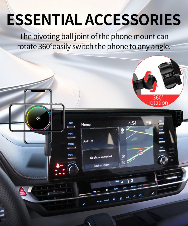 Qi2.2 25W Car Mount Charger for Toyota Sienna 2021-2024 9" Screen | MagSafe Fast Wireless Charging Cell Phone Holder Accessories, with Cooling Fan＆54W Fast Adapter, Navigation Cradle
