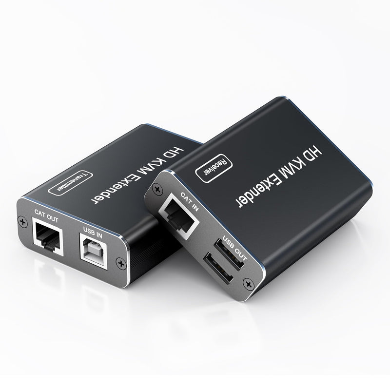 HDMI KVM USB Extender Over Cat5e/6/6a/7 up to 200ft/60M, 1080p@60Hz, 2 USB 2.0 Ports, Plug and Play, No Driver, Supports All Operating System, Keyboard and Mouse USB Over Ethernet