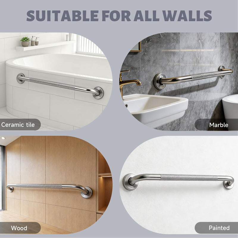 32 Inch Shower Grab Bar 1.25" Dia,Brushed Nickel Anti Slip Bathroom Grab Bar, 304 Stainless Steel Knurled Handicap Grab Bars, Safety Support Handrail, Bath Shower Handle for Elderly Injury Senior 32 Inch-1Pack Satin Brushed Nickel