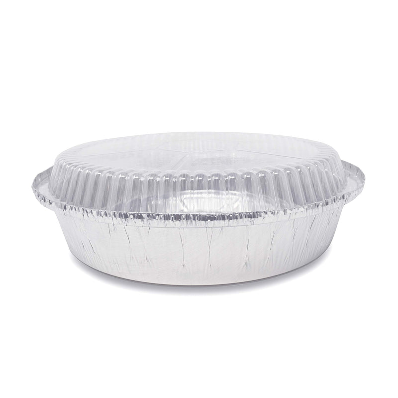 (40 Pack) Premium 8-Inch Round Foil Pans with Plastic Dome Lids l Heavy Duty l Disposable Aluminum Tin for Roasting, Baking, or Cooking 1