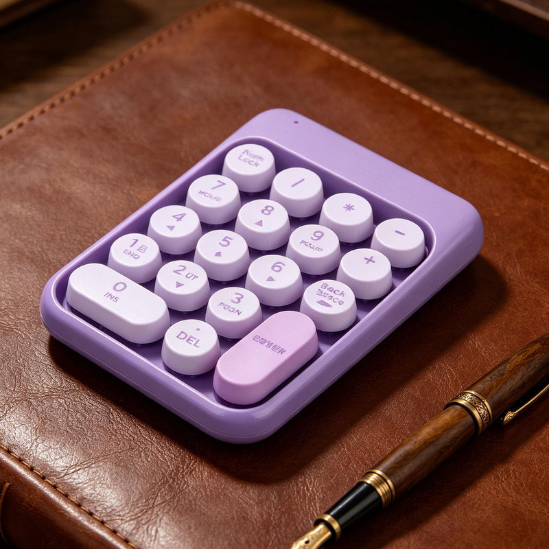 Wireless Numeric Keypad 18 Keys Bluetooth Number Pad with Concave Keycaps Quiet Keystrokes for Accounting Data Entry Spreadsheet (Purple)