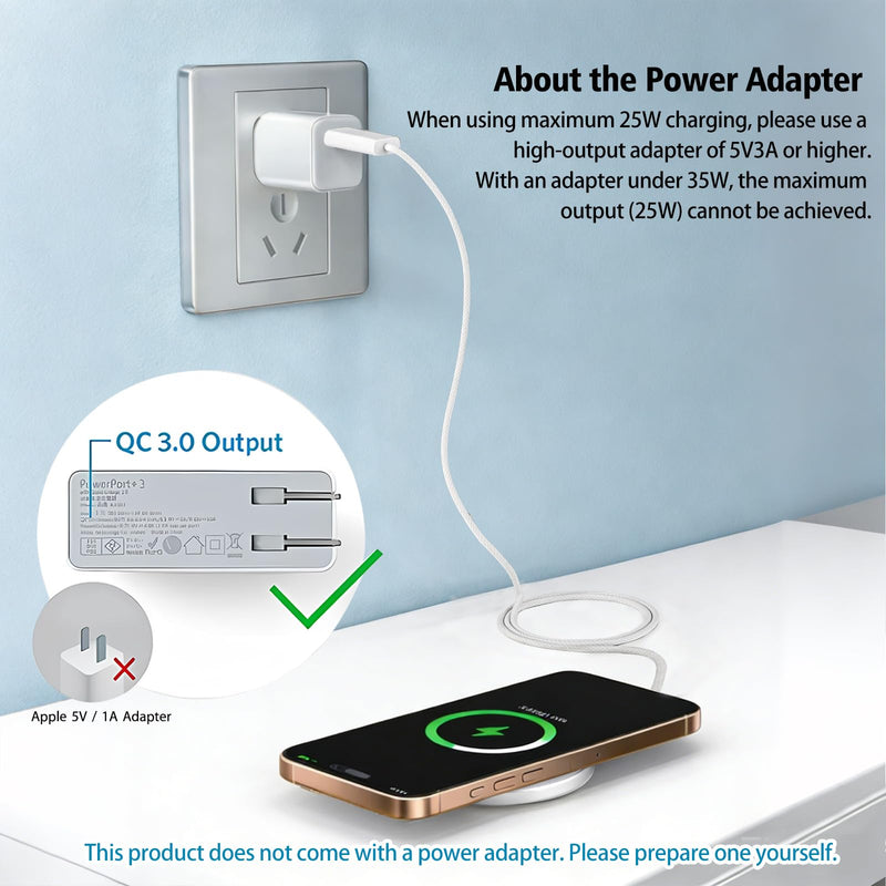 Magnetic Wireless Charger 2Pack 25W Qi2 for Magsafe Charger for iPhone 17/16/15/14/13/12Pro Max, Air pods 4-2Pro, Samsung Galaxy, Google Pixel, and More, Lightweight for Travel Home Office Desk(White) White