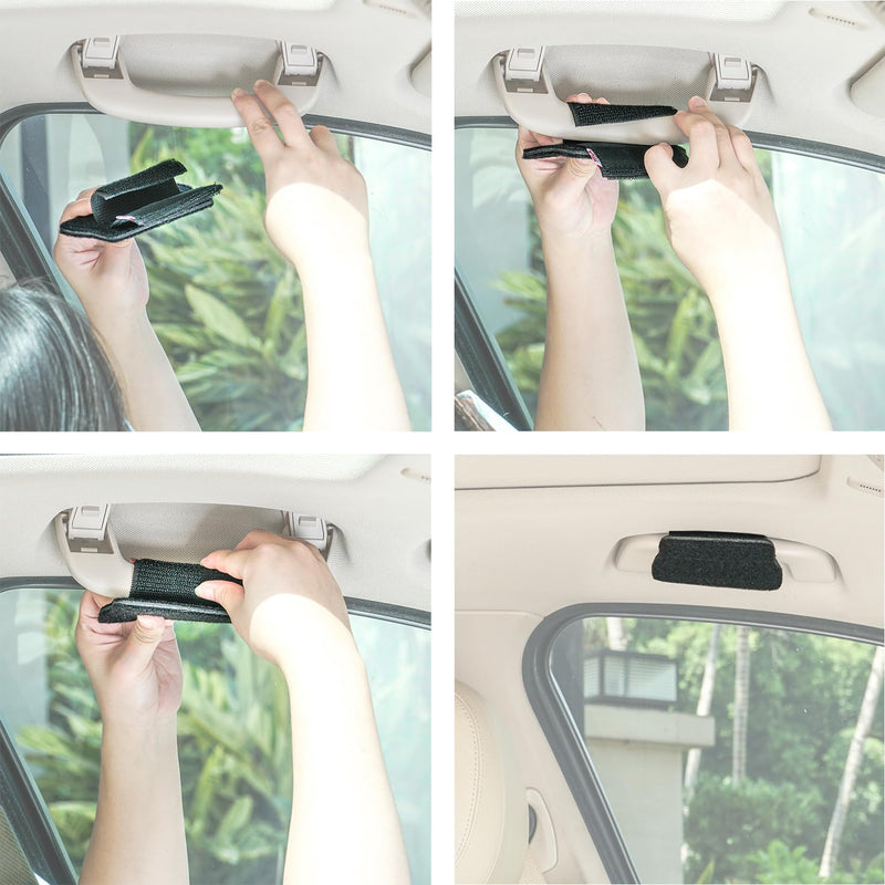 TFY Side Window Sun Visor for Car Roof Handles - Sun Glare and Heat Blocker for Driver or Passenger, Reduces Side Window Glare, Easy Installation and Storage (Black) Black