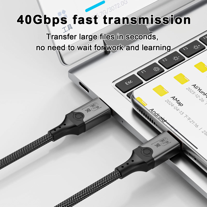 Thunderbolt 4 Cable 6.6ft with 40Gbps Sync, 240W Charging, 8K/5K@60Hz Display for MacBook, SSD, iPhone 16/15, Docking, eGPU, Monitor