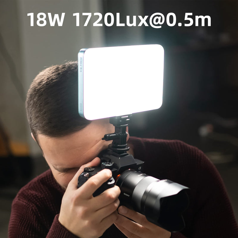VILTROX 18W 2800K-6800K CRI 95+ On Camera LED Panel Video Light, 1800LUM Smartphone Control LED Key Light, Dimmable Photography Fill-in Lamp 10 Lighting Effects for Photography YouTube Tiktok 18W CCT & Bluetooth