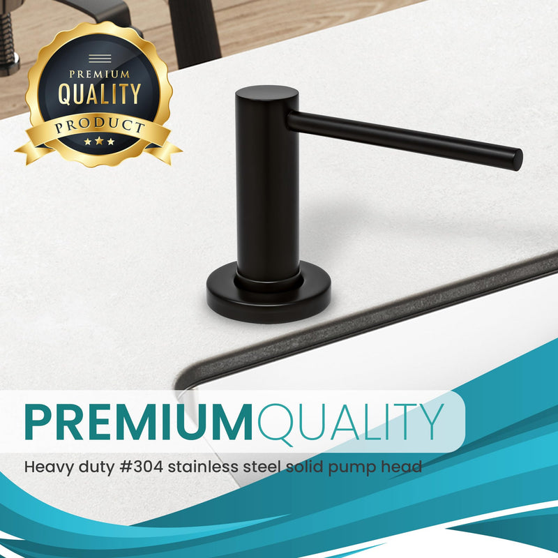 Metpure Built in Soap Dispenser for Kitchen Sink, Stainless Steel Countertop Pump. Refillable ABS 17oz. Bottle for Soap/Lotion (Matte Black) Matte Black