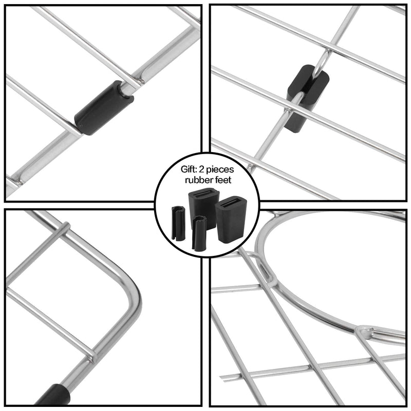 Kitchen Sink Grid and Sink Protectors, Stainless Steel Sink Grids for Bottom of Kitchen Sinks, 17 3/4" x 13 11/16" with Rear Drain for Single Sink Bowl, Sink bottom grid 17 3/4" x 13 11/16"