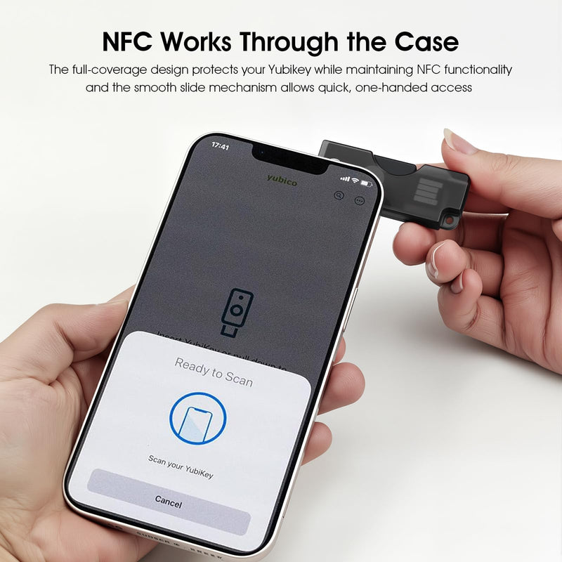 2 Pack PC Flip Holder Keychain Protective Cover Compatible with YubiKey 5 NFC, Hard PC Slide-Open Carrying Case, NFC-Friendly Tap-to-Use Security Key Protector, Lightweight Keychain Cover, Black 2 Pack