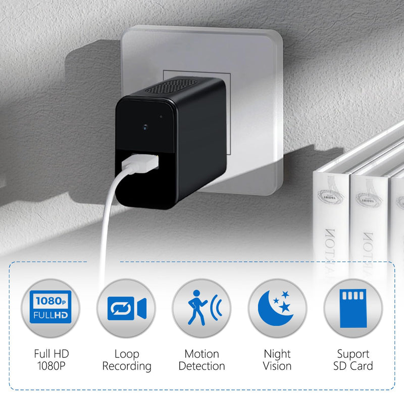 Security Camera with Motion Detection, 1080P Video, 64GB Storage, Night Vision, Black