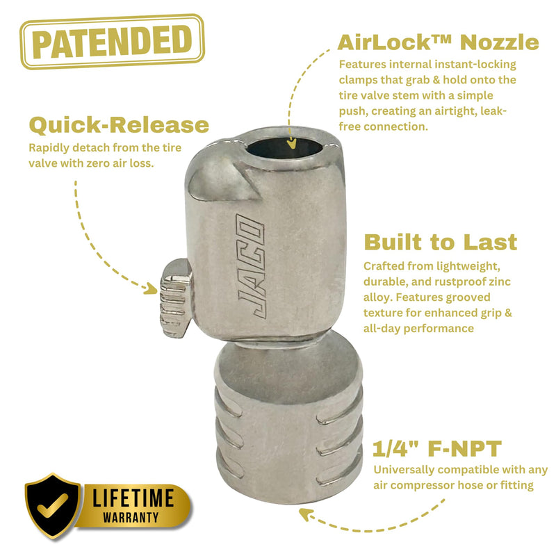 JACO Lightning S-Series Tire Air Chuck - 1/4" F-NPT (Open Flow) (2-Pack) 2-Pack Open Flow
