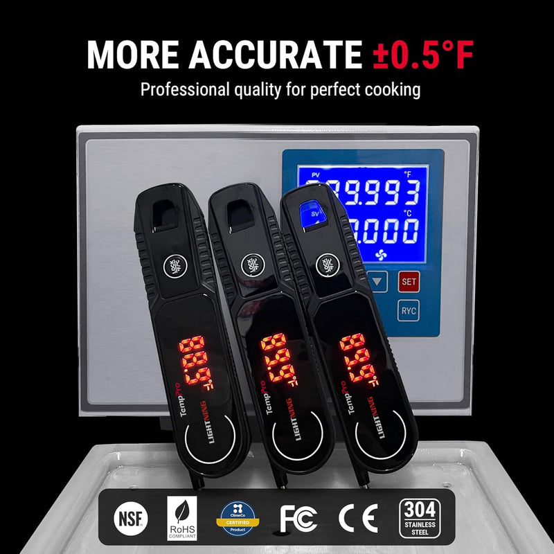 TempPro Lightning 0.5 Sec Instant Read Meat Thermometer, Kitchen Food Thermometer with 180° Rotating Display, IP67 Waterproof Cooking Thermometer for Deep Fry Smoker BBQ Grill (Previously ThermoPro) Black