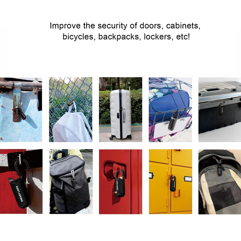 Fingerprint Padlock, Fingerprint Lock, AntiTheft, USB Rechargeable, 10 Fingerprints Can Be Registered, for, Gyms, Offices, Doorways, Backpacks, Bags, Luggage Cases (Black) Black