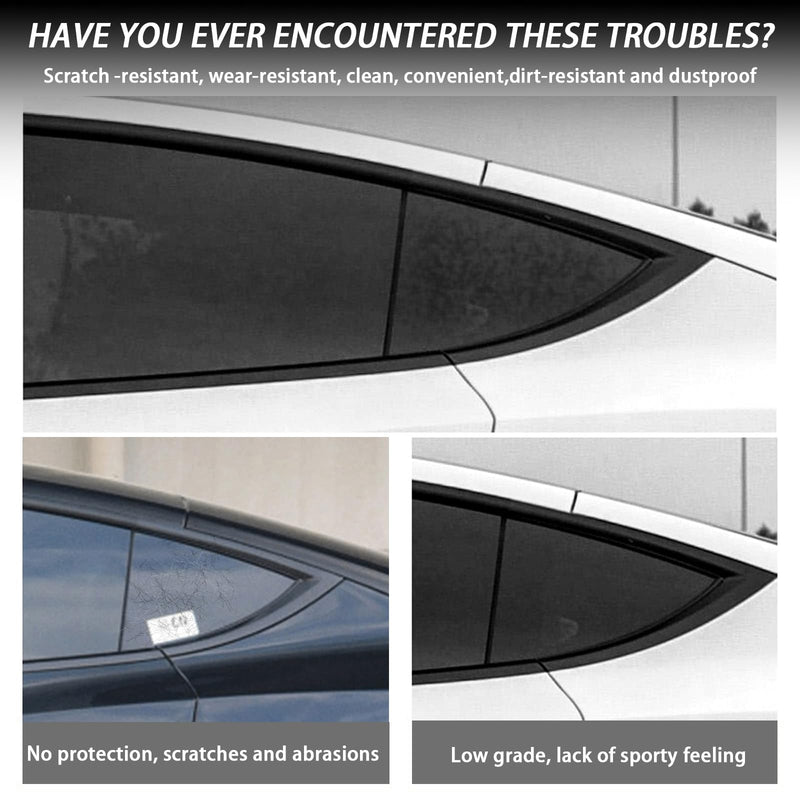 for Tesla Model 3 2017-2024 Rear Side Window Louvers Air Vent Scoop Louver Window Scoop Louver Cover ABS Sun Rain Shade Vent Sport Style Exterior Decoration 2pcs(Glossy Black) Model 3 and Model 3 Highland Glossy Black