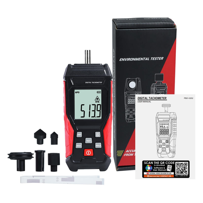 Digital 2-in-1 Tachometer Noncontact Laser Photo Sensor 3~99999RPM and Contact 3~19999RPM Meter RPM Gauge Tester Professional MAX/MIN/Hold Data, Handheld Car Engine Tool