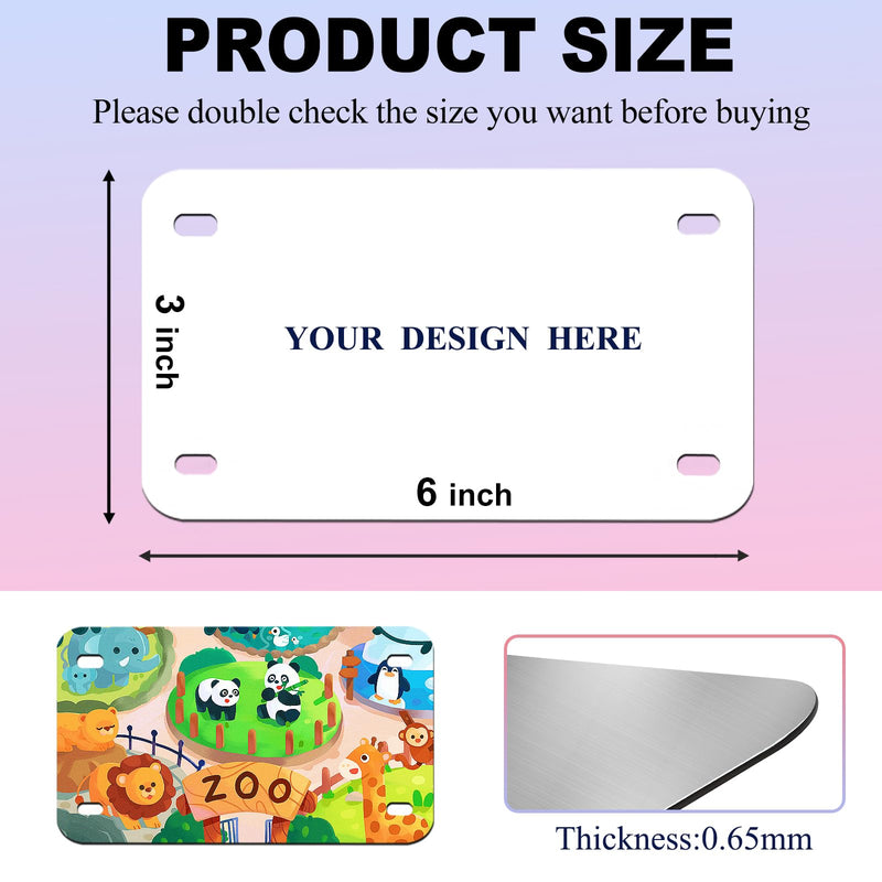 6"x3"10 Pcs Sublimation License Plate Blanks, Metal Aluminum Mini Heat Thermal Transfer Sheet DIY Picture, Custom License Plate Tag for Kids Toy Car, Bike (White) 6x3inch
