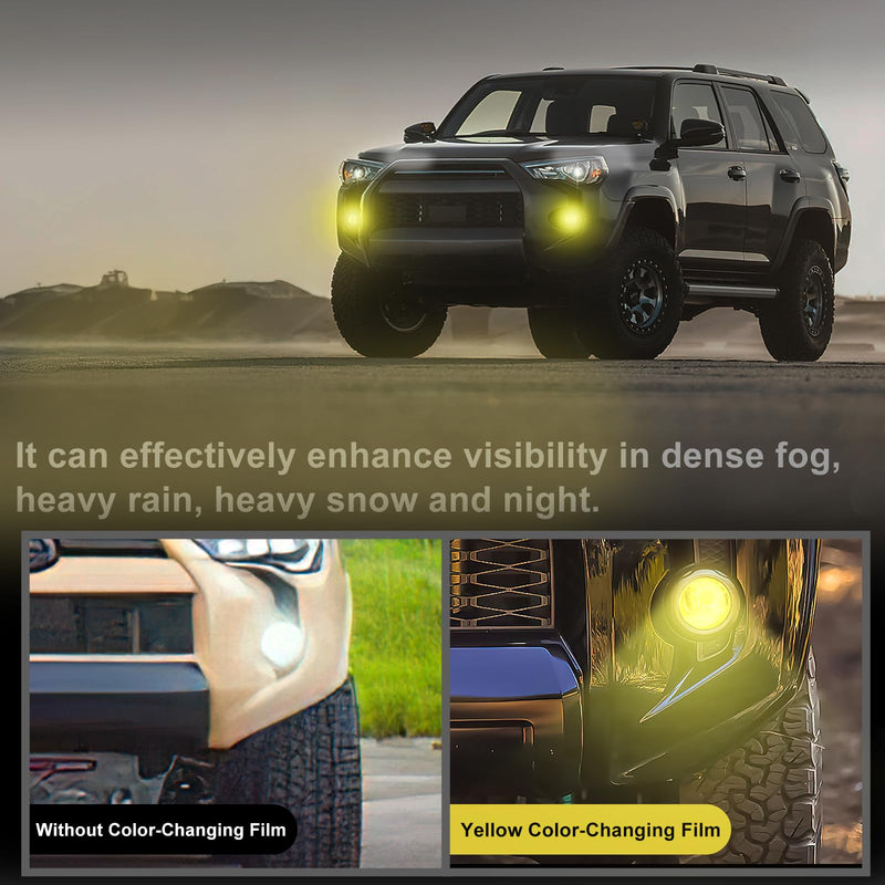 Car Front Fog Light Color-changing Film for 2014-2024 Toyota 4Runner Accessories TPU Tint Film Color Sticker - Yellow (4 PCS)