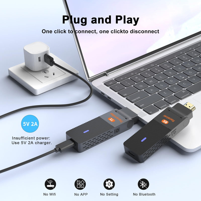 ALL-LUCKY Wireless HDMI Transmitter & Receiver Kit, 90° Bend Design 328FT | 4K Decode,1080P@60Hz,2.4G/5.8G & Cooling Vents,Plug&Play,Wireless Display Adapter Extender for Laptop/PC/TV/Projector/Monitor Wireless HDMI Transmitter/Receiver