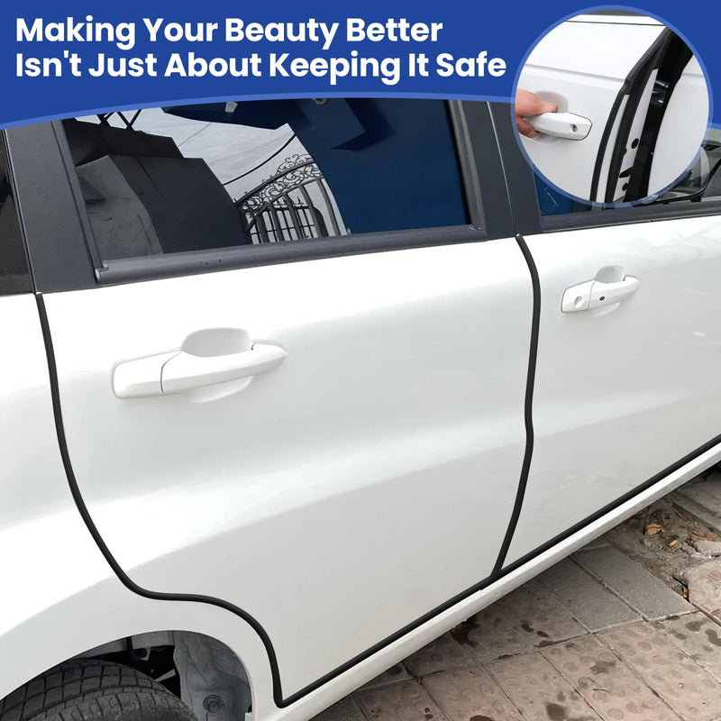 Car Door Edge Guards Strip - Upgraded, Easy Install, Tightly, Fade-Resistant, Universal Fit Most of Cars, Black Automotive Door Protector, Rubber Edge Trim Molding, 16.5Ft