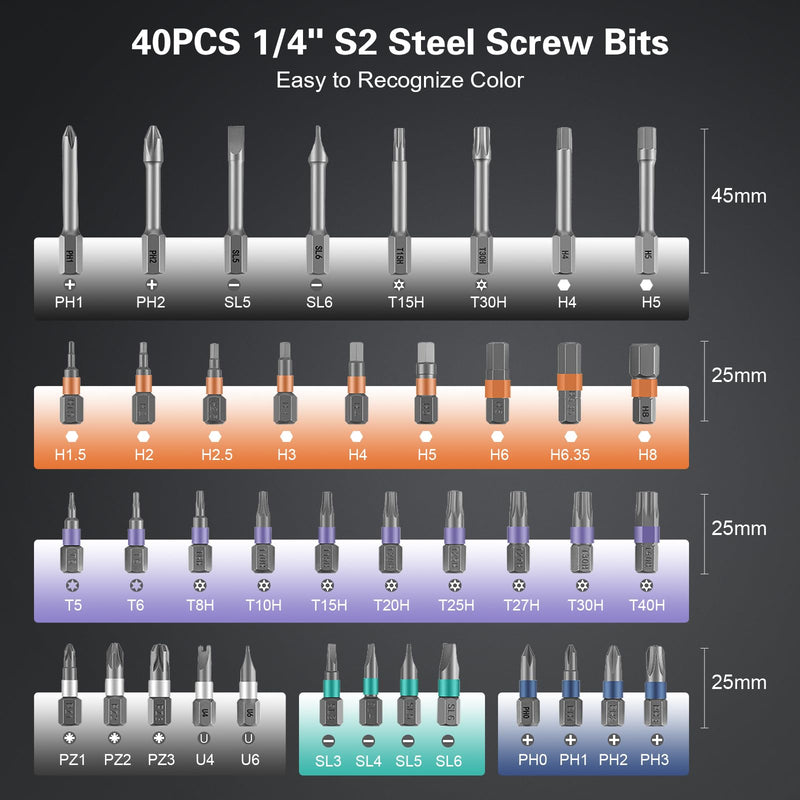 42 in 1 Magnetic Screwdriver Set, DIY Ratchet Screwdriver Set, Multi Bit Magnetic Drive Set, Detachable Ratchet Handle, Portable Compact Repair Tool Kit for Furniture Computer Bicycle Black