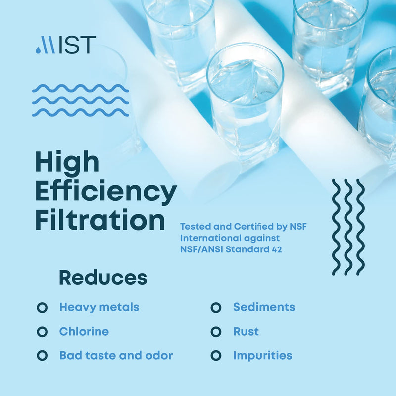 Mist- Water Filter for Sink, Faucet Filter, Stainless Steel, 320 GL Capacity, Reduces Heavy Metal, NSF Certified Faucet Water Filter, Connects to Standard Faucets, Mount Tap Filter