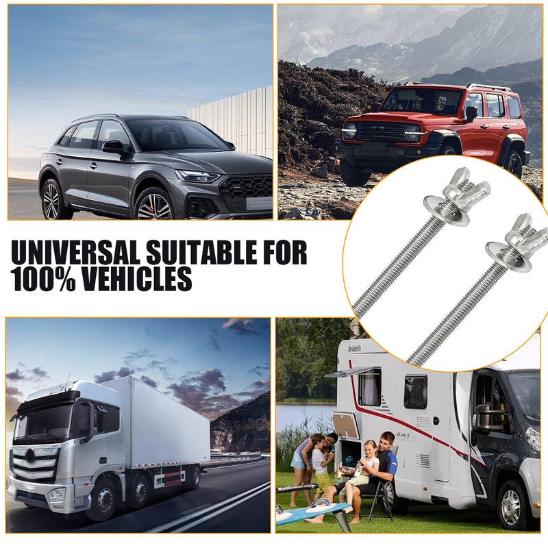 2PCS Car Air Cleaner Stud Kit, Stainless Steel Vehicle Air Cleaning Mounting Bolt, Performance Automotive Carburetor Stud Wing Nut Adapter Set Accessories, Universal Fit (5.91 x 0.20 inches) Silver2