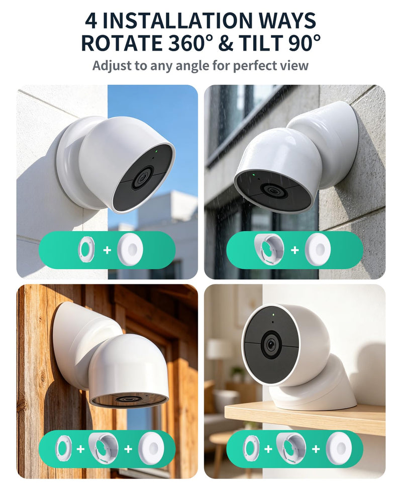 Magnetic Wall Mount for Google Nest Camera Outdoor or Indoor Battery Gen 2 | Desk Stand/Adjustable Security Wall Mount/No Drilling Mount/4 in 1 Wall Desk Stand Camera Holder/90° View Angle/White