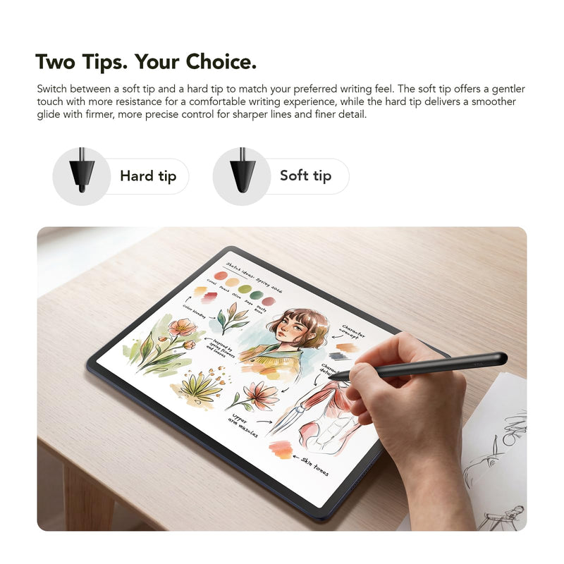 TCL T-Pen 2 Digital Stylus Pen for TCL Tablets, 4,096 Pressure Levels | Interchangeable Tips, Press-and-Hold Eraser, 112-Hour Long Battery, Lightweight Stylus for Writing, Drawing, Sketching