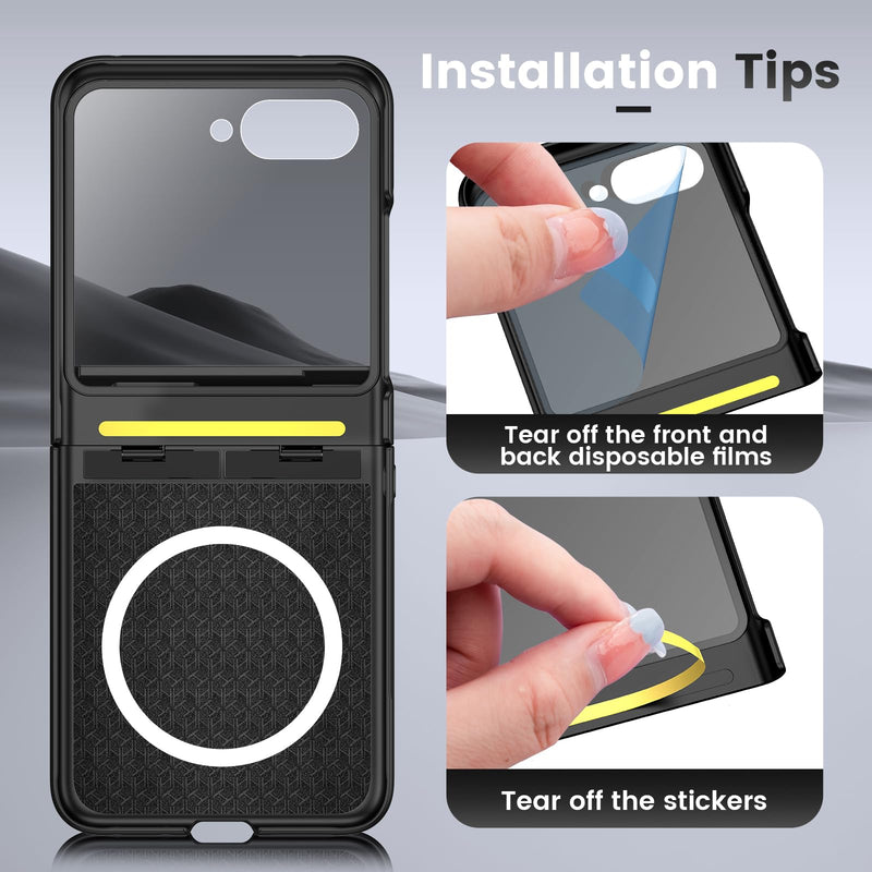 VEGO for Motorola Razr 2026/2025/2024 Case, Compatible with MagSafe | Hinge Protection & Kickstand & Privacy Screen Protector, Magnetic Slim Protective Hard PC Cover for Moto Razr 2026 - Black