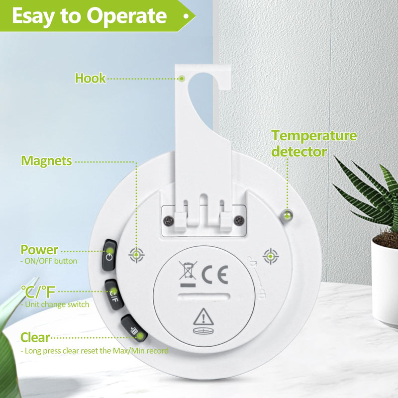 Geevon Small Digital Refrigerator Thermometer 3 Pack, IP65 Waterproof Commercial and Home Use, Max/Min Record Function with LCD Screen, Stand and Magnetic Back, for Fridge, Freezer Scenarios 8724