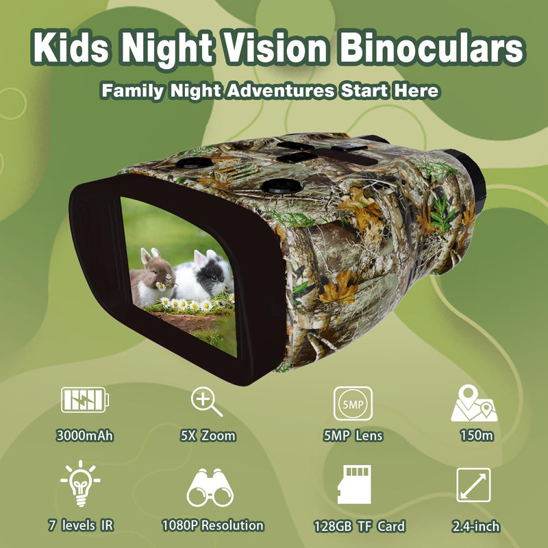 Kids Camera & Night Vision Goggles for Kids Boys and Girls, Christmas Birthday Gifts, Night Vision Binoculars with 16GB Memory Card(Camouflage) Camouflage