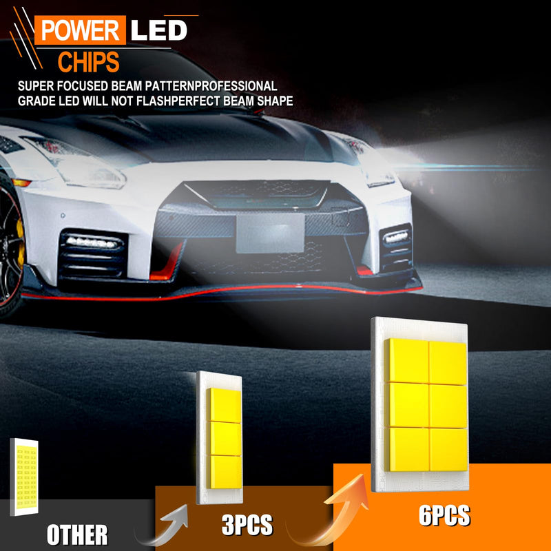 Compatible For 2014 2015 GMC Sierra 1500 High/Low Beam Fog Light Bulbs Kit, 44000LM 600% Brightness 6500K White with Cooling Fan, Plug and Play, IP68 Pack of 4
