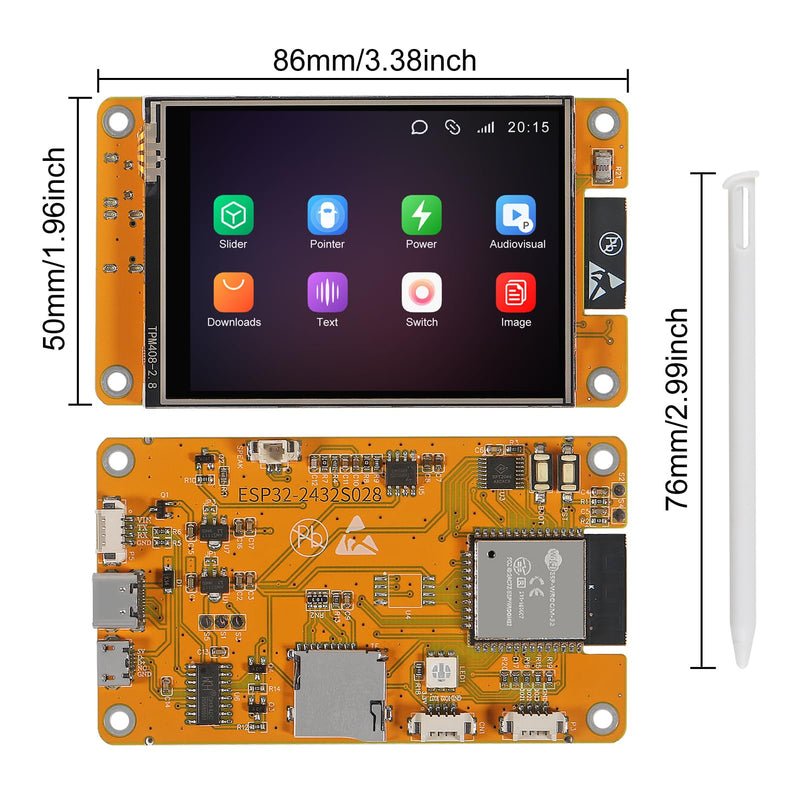 ESP32 Touchscreen 2.8inch TFT LCD Display ESP-WROOM-32 ILI9341 Resistive Touch Module ESP32-2432S028R Bluetooth WiFi Dual Core Development Board 240 * 320 for Arduino (2pcs) 2pcs