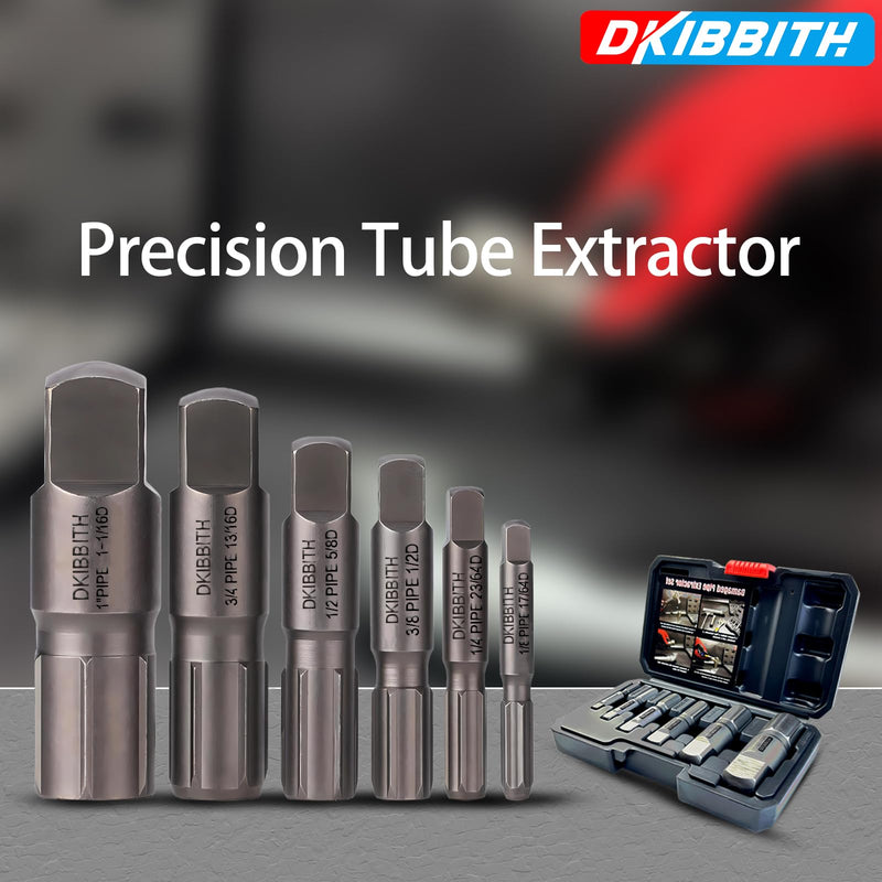 Pipe Extractor Set, 6-Piece Heavy Duty Steel Broken Pipe Extractors for Removing Damaged Threaded Pipes & Fittings from 1/8" to 1", with Durable Storage Case, Ideal Tools for Plumbers Mechanics DIY 6 Piece Pipe Extractor Set