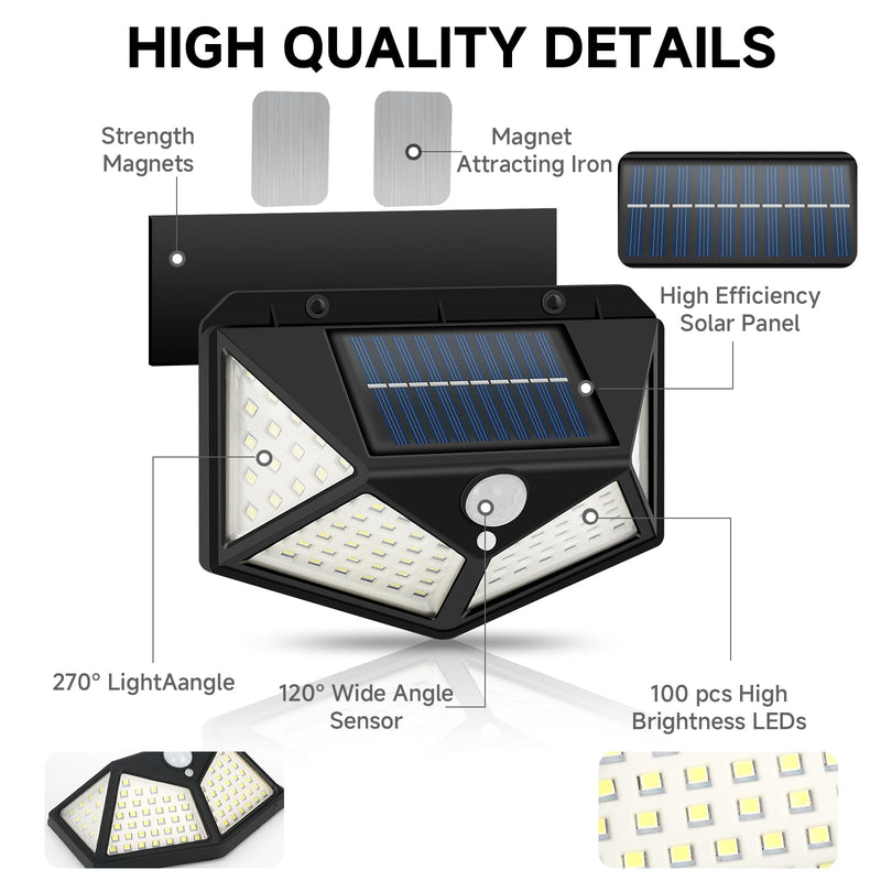 RV Magnetic Motion Sensor Light, Solar RV Porch Light, Exterior RV Lighting, Camper Lights Outdoor, Awning Lights for Trailer, 5th Wheels, 100LED, 2 Pack