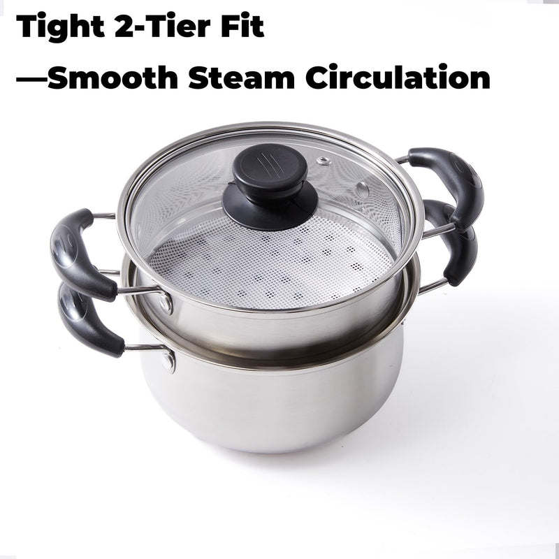 Cuscuzeira Brazilian Cuscuz Steamer Pot – 2-Tier Stainless Steel Steamer for Couscous, Rice, Dumplings, and Vegetables – Compact 18cm Cooker for Daily Meals, Apartments, and Small Households