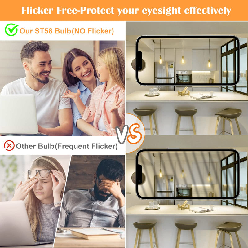 PARTPHONER LED Light Bulbs Dimmable Vintage Edison Bulb, E26 LED Bulb 60W Equivalent 720 Lumens, Warm White 2700K, ST58 Antique LED Filament Bulb CRI 85+, Clear Glass, Pack of 12 12 Count (Pack of 1)