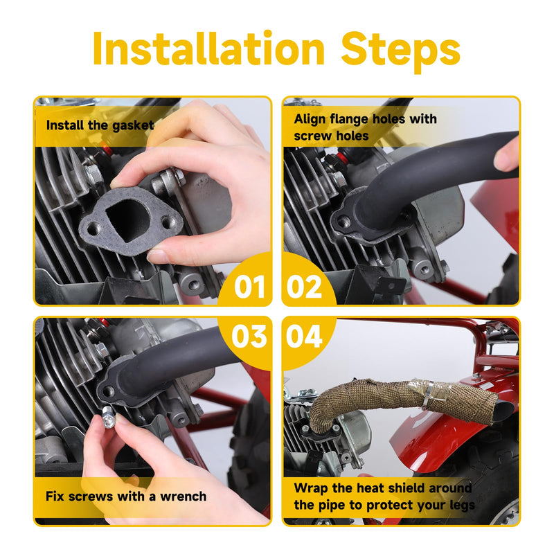 HIAORS 212cc Exhaust Pipe Jet Kit Compatible with Predator 224cc 196cc Mini Bike Coleman CT200U BT200X CT200U-EX Baja Warrior MB200 Axis M200 GX200 6.5hp Clone Engine KT196 Go Kart Performance Parts A-Black