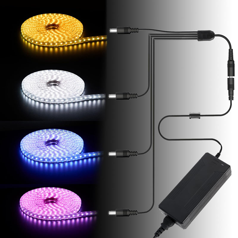 24V10A Power Adapter 240W with DC Plug Sizes of 5.5 * 2.5MM and 5.5 * 2.1MM is Appropriate for powering Various Devices Including 24V LED Strip Lights, Security Cameras，Sound Equipment。